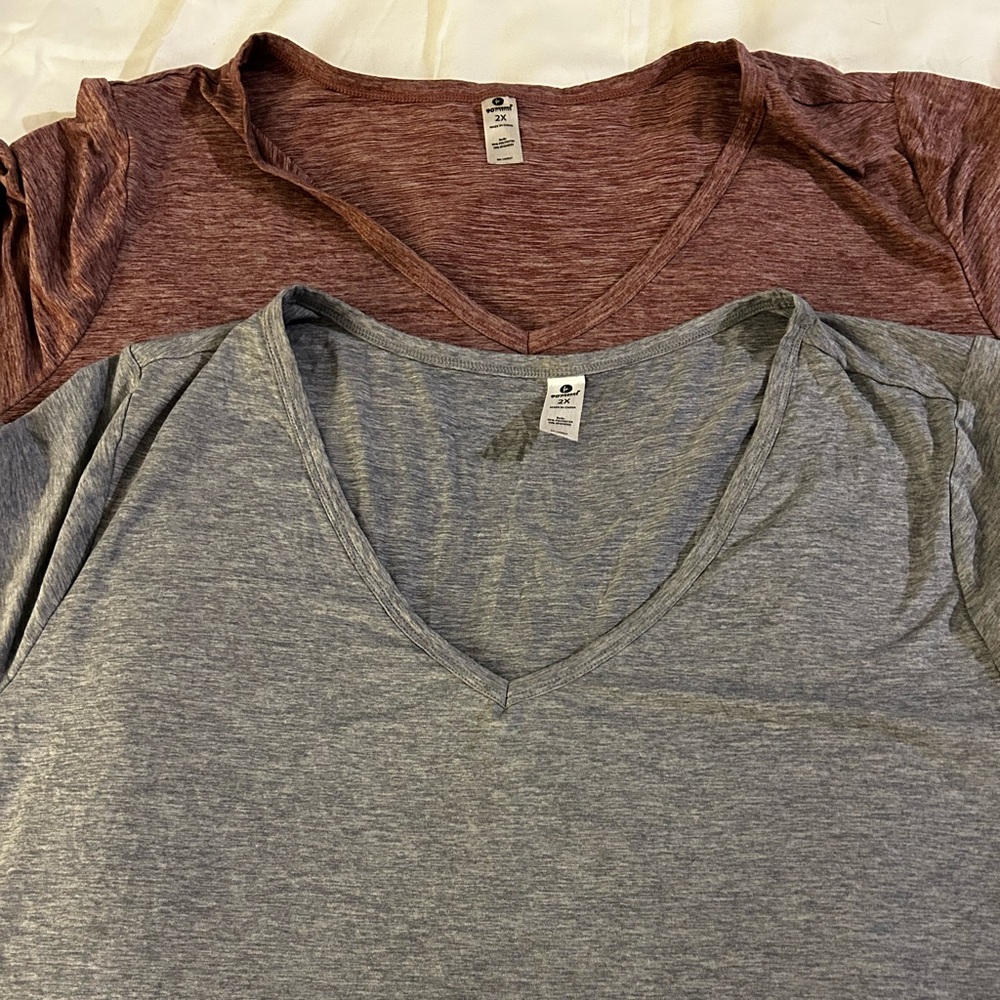 90 Degree By Reflex Plum & Gray Heather Soft Short Sleeve Tees wicking size 2X